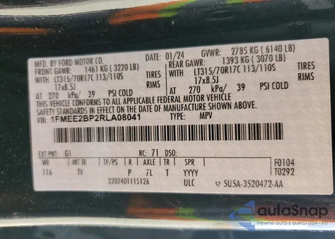 2024 Ford Bronco Wildtrak z USA, uszkodzony, nr VIN 1FMEE2BP2RLA08041